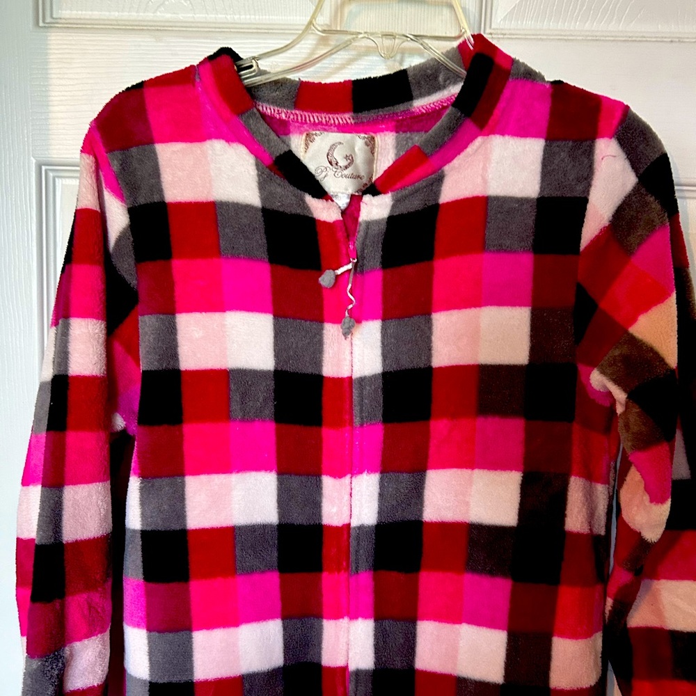 Pink and Black Plaid Fleece Onesie